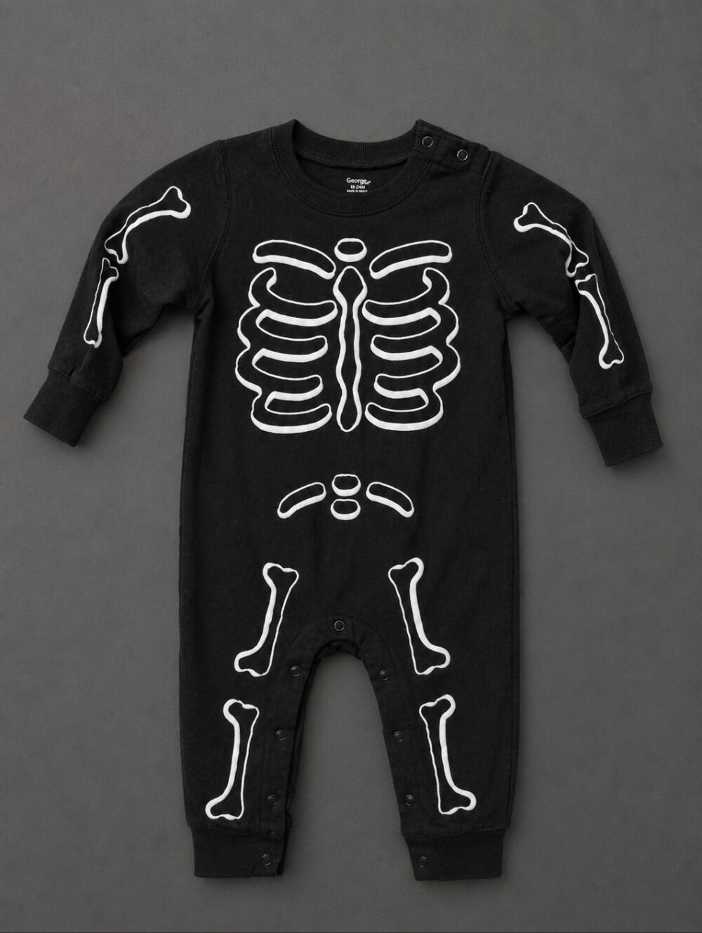 18-24m George Black Baby Skeleton Print Romper